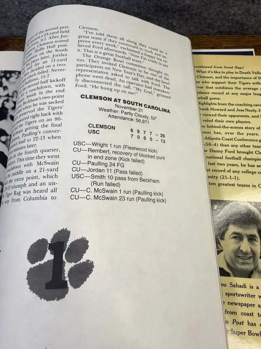 The Clemson Tigers: From 1896 to Glory by Lou Sahadi (1983 Hardcover Book)